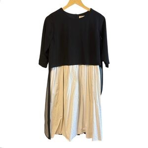 Alitsa Teen Girls Black White Knee Length Dress 3/4 Sleeve Size 20 Made in Italy